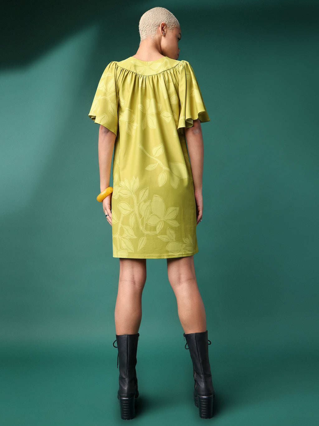 Women Lemon Ruffle Dress