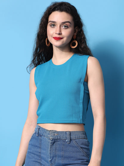 Women Blue Boxy Top