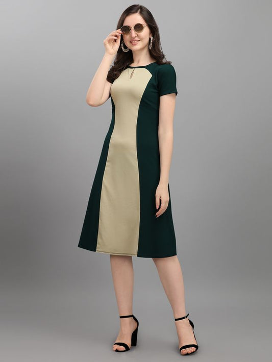Women Light Olive & Green A Line dress