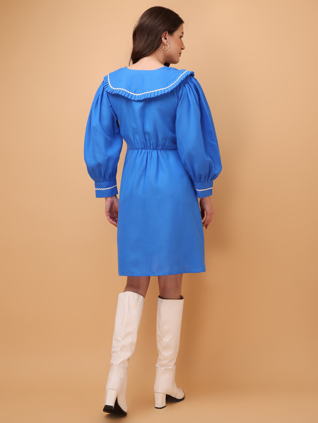 Women Multi Fit & Flare Solid Print Blue Dress