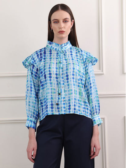 Obshivka  Printed Shibori Top