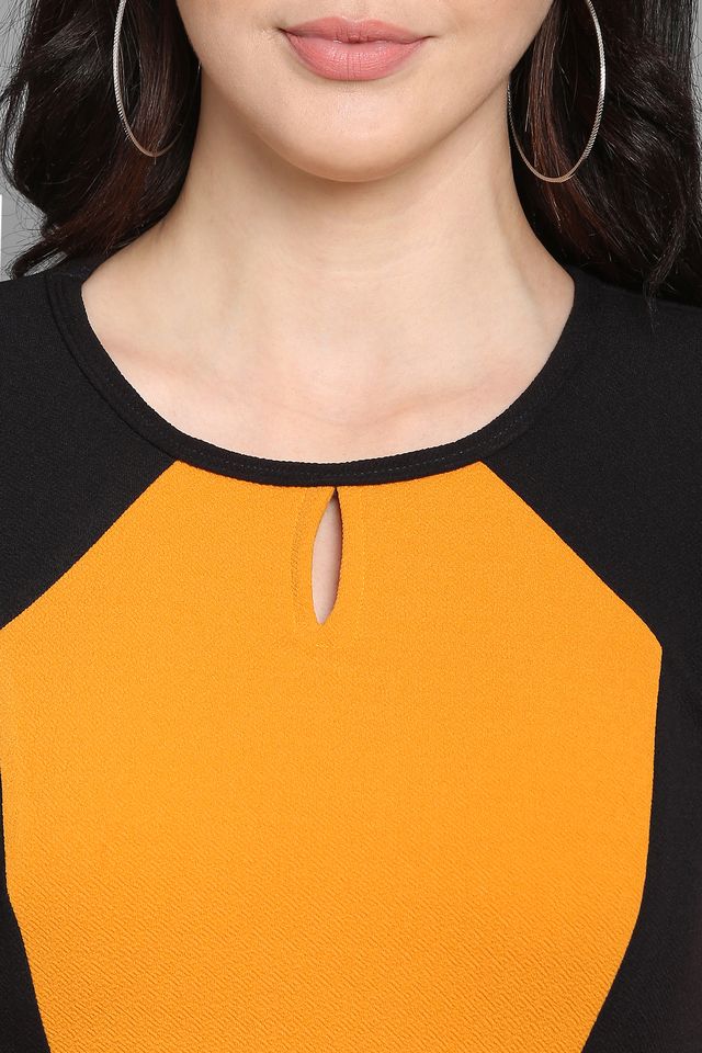 Women Yellow & Black A Line dress