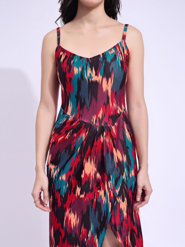 Women's Multi Printed Maxi  Sleeveless Dress