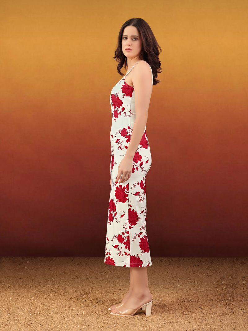 Women's Red Bodycon Maxi Sleeveless Dress