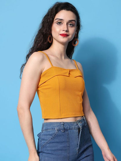 Yellow Sweetheart Neck Scrappy Top