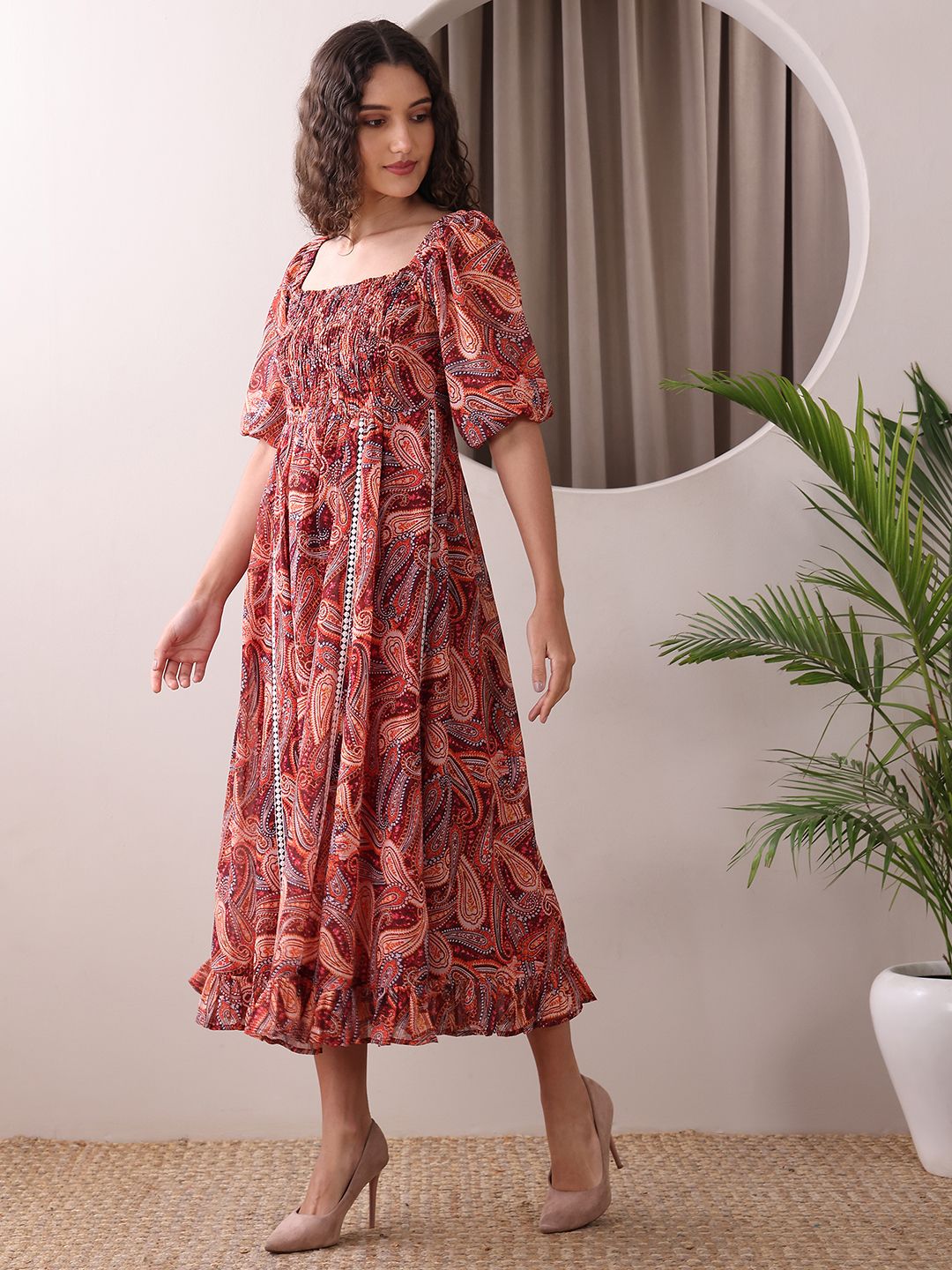 Obshivka  Printed Fit and Flare Dress