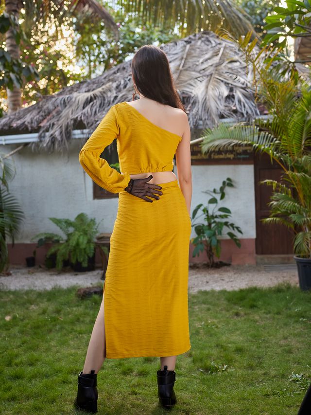 Women Yellow Bodycon Co-ords