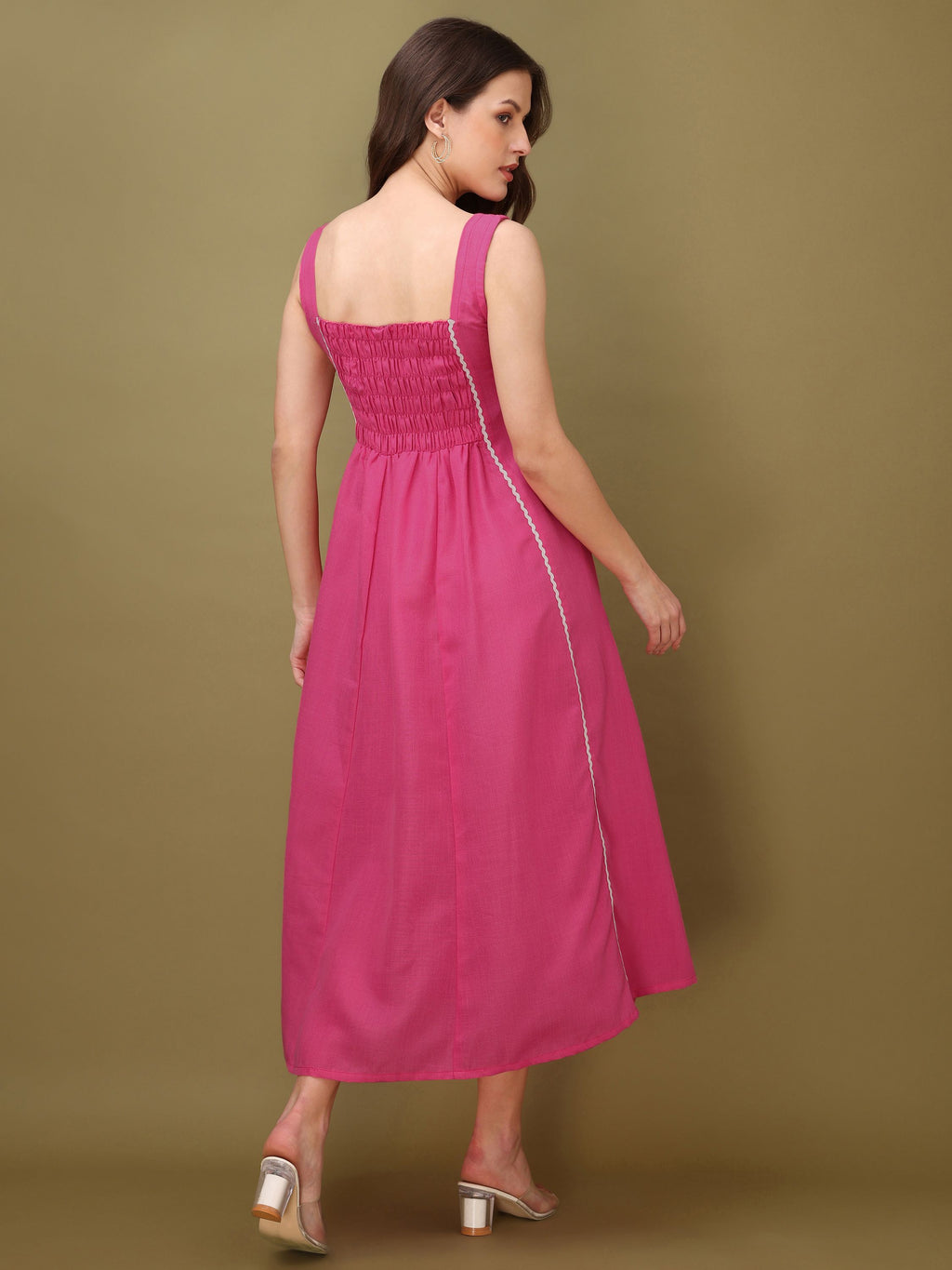 Women Flared Maxi Sleeveless Pink Dress