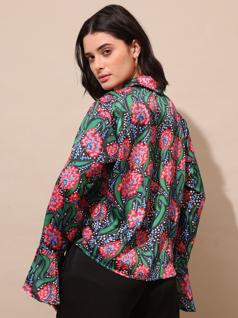 Women's Printed Stylished Green Top