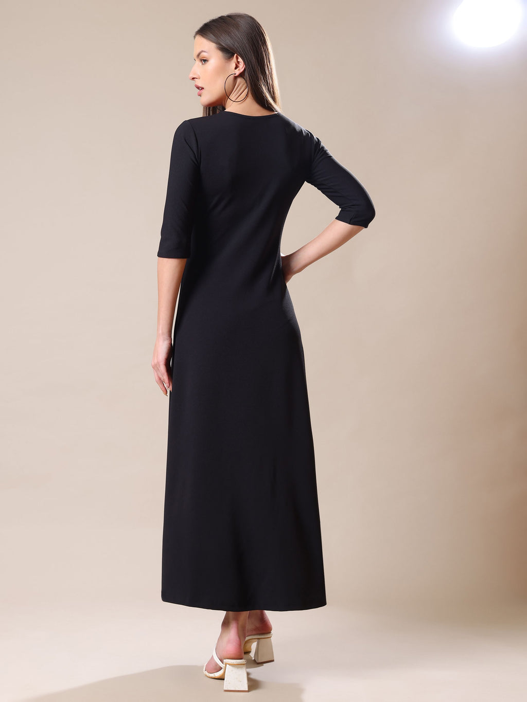 Women's Ankle Length Round Neck Red Dress