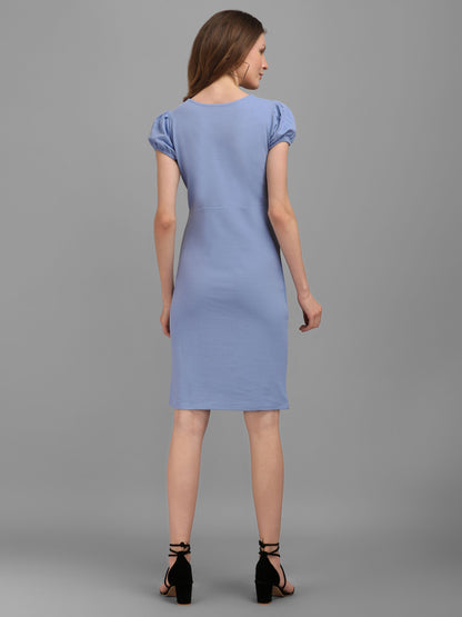 Asymmetrical Neck Lavender Bodycon Dress