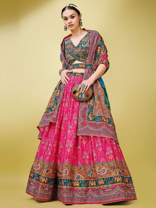 Women Multicolor Embellished  Lehenga