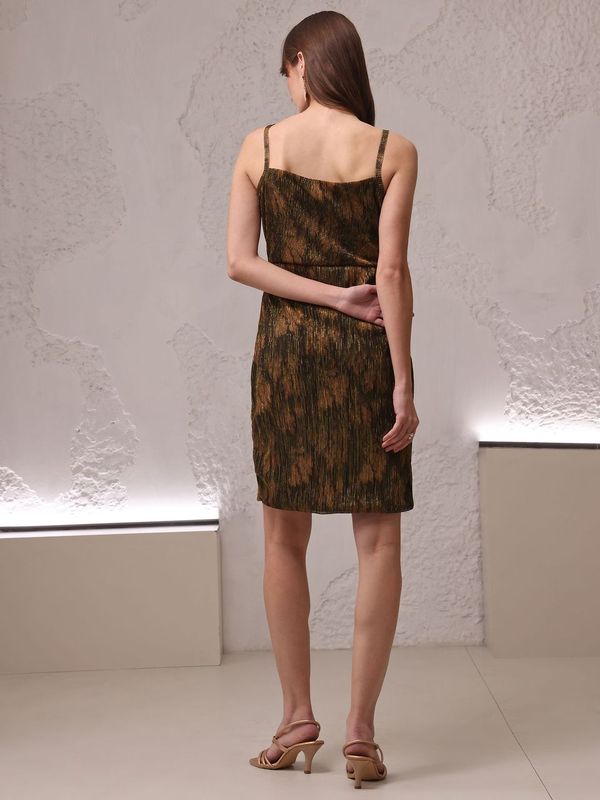 Women's Green Fit & Flare Off Shoulder Dress