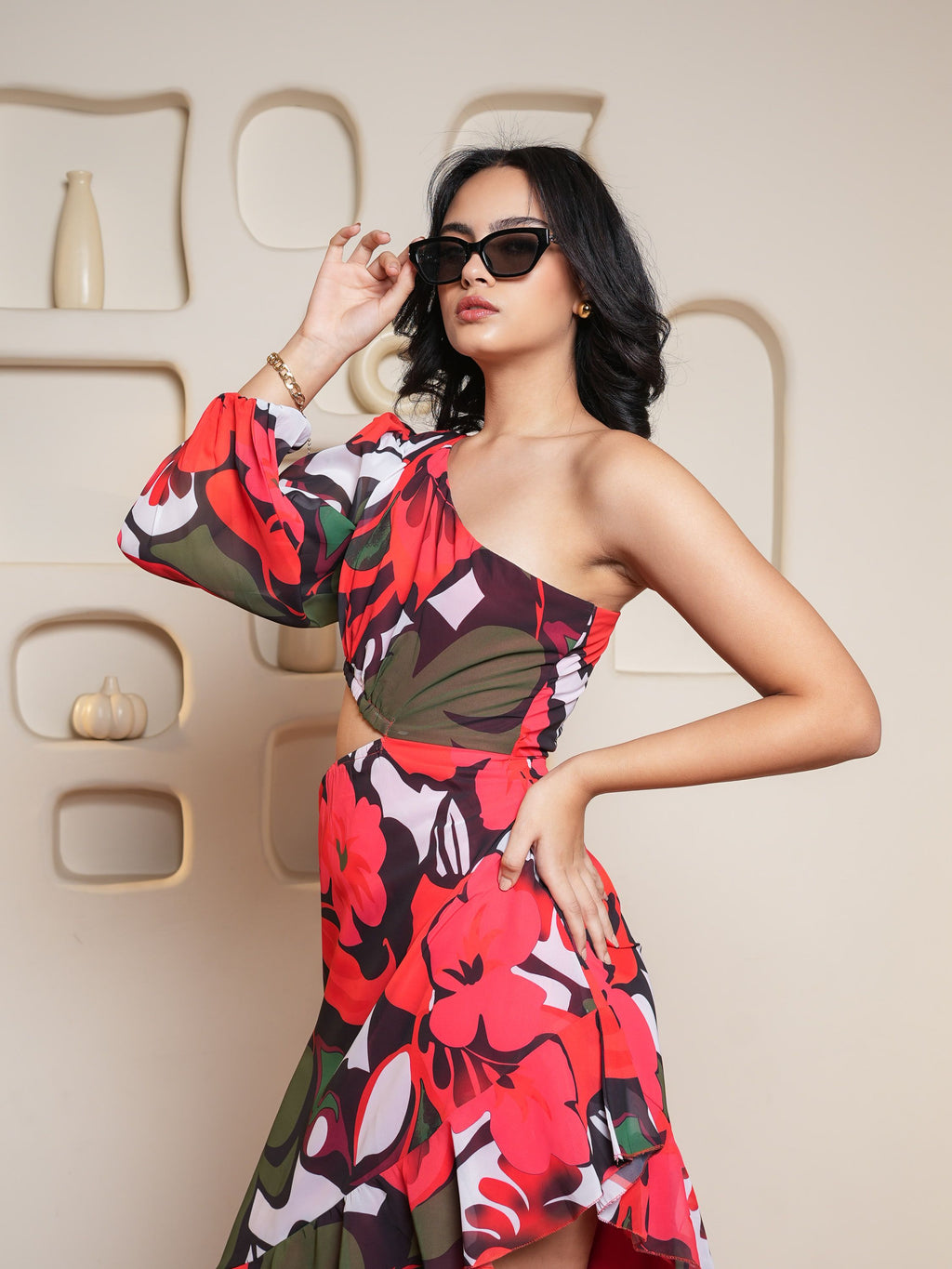 Women Red Below knee /Midi Dress