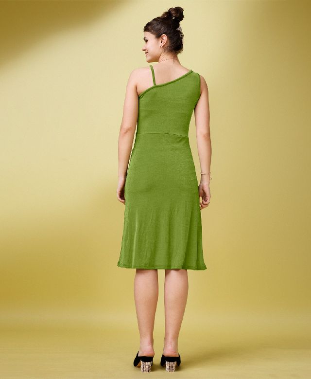 Women Olive A-line / Ruched dress