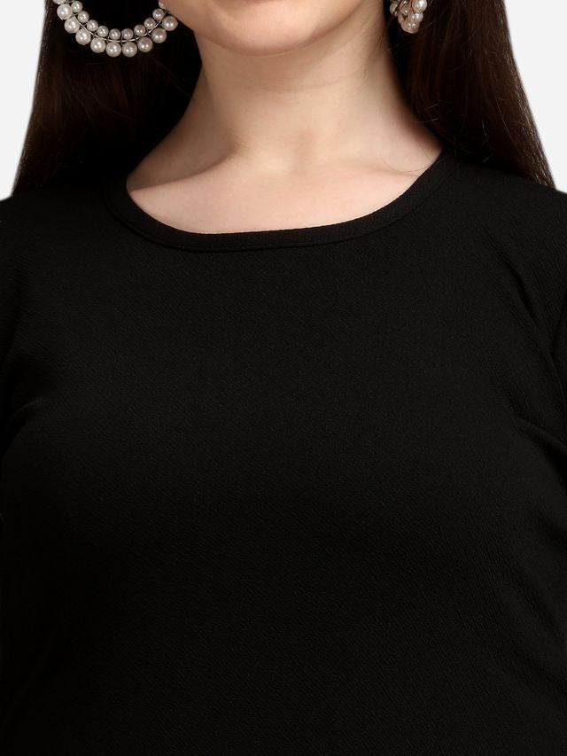 Women Peach & Black Fit & Flare dress