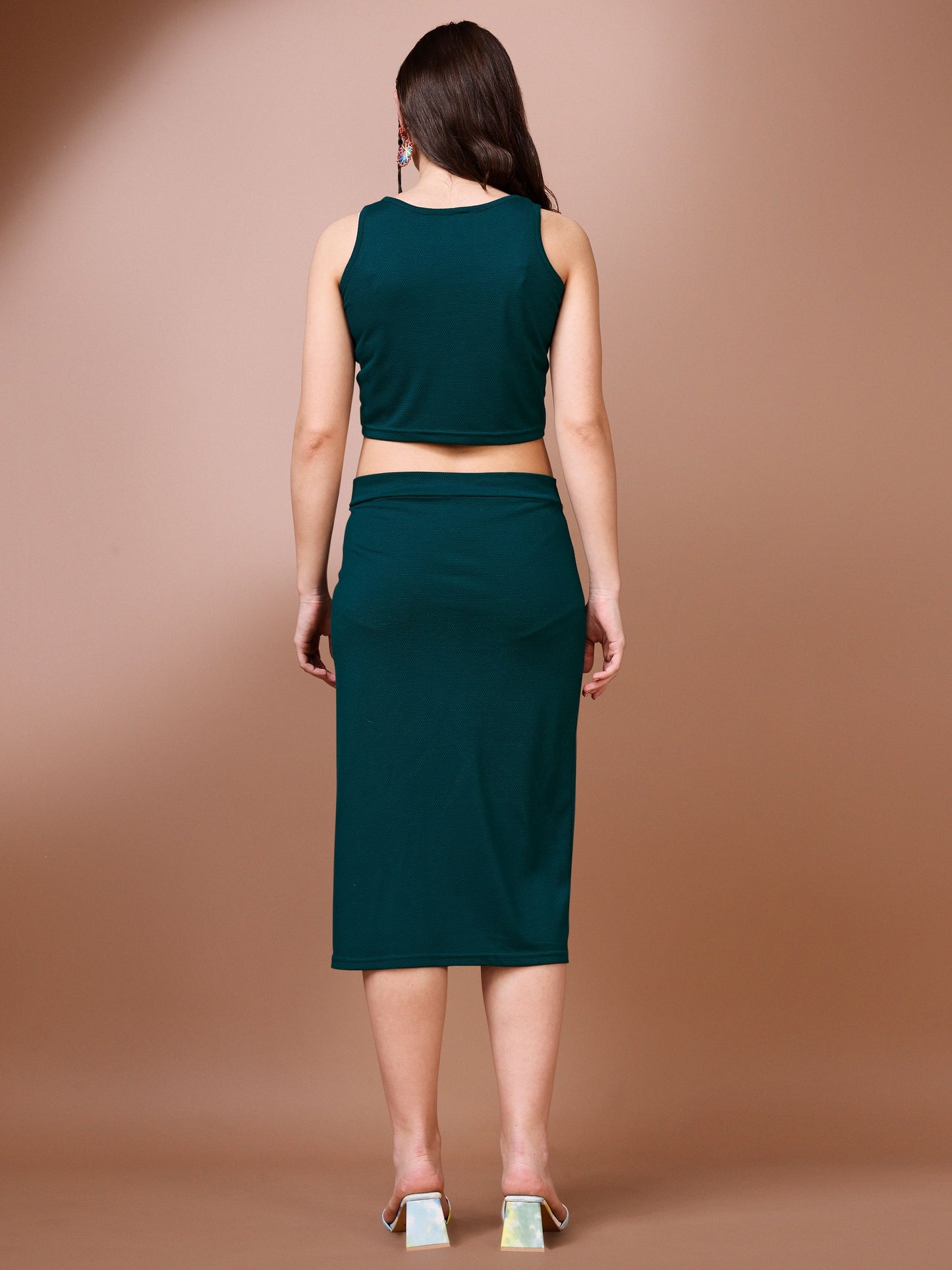 Women Teal Ruched Co-ords