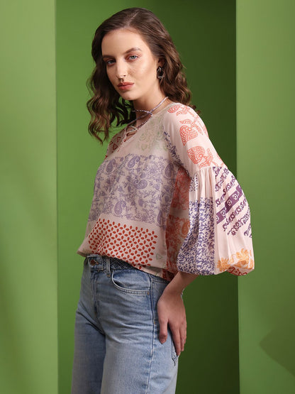 Obshivka  Printed Geometric Top