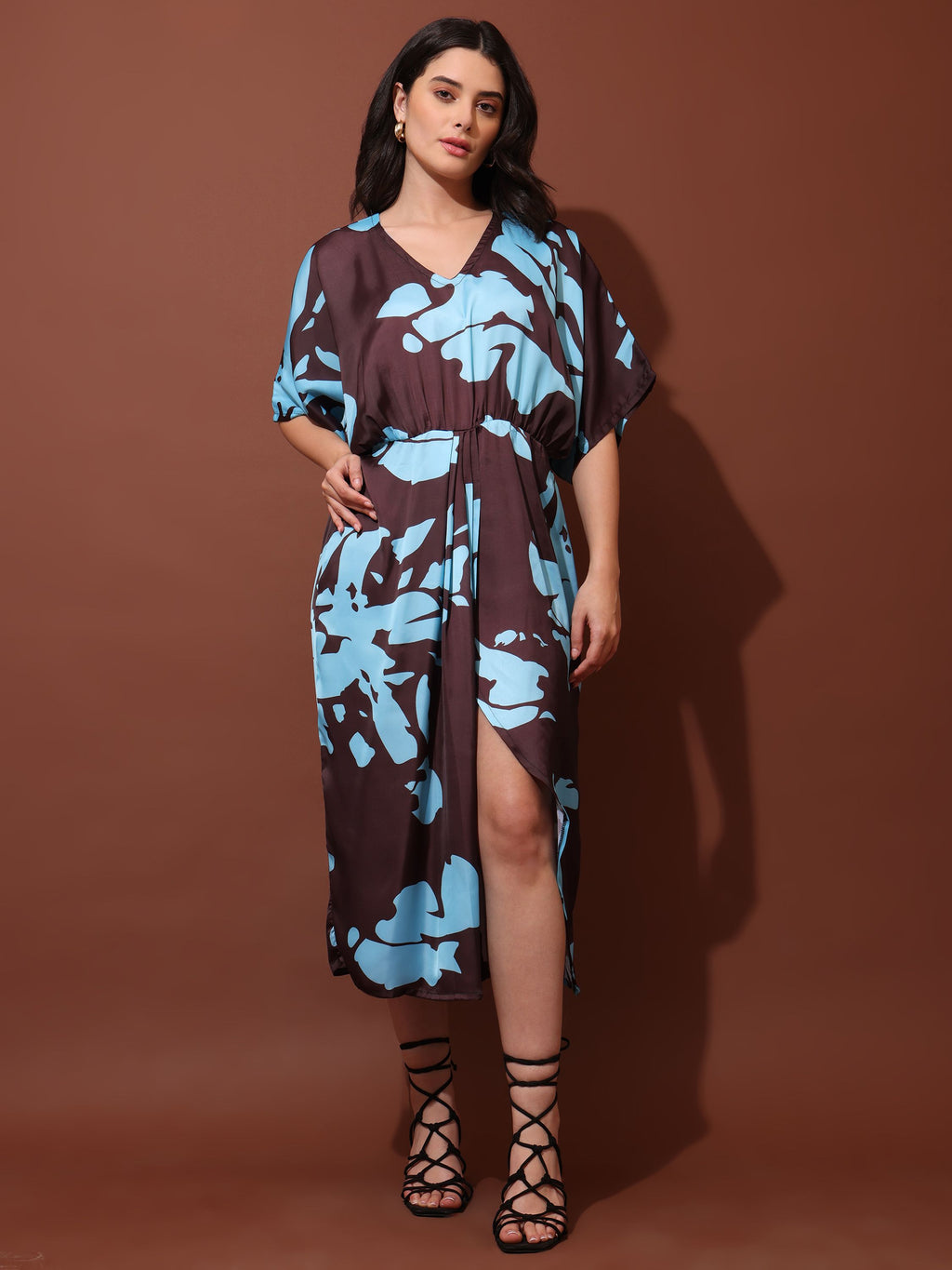 Women Brown Party Midi/Calf Dress