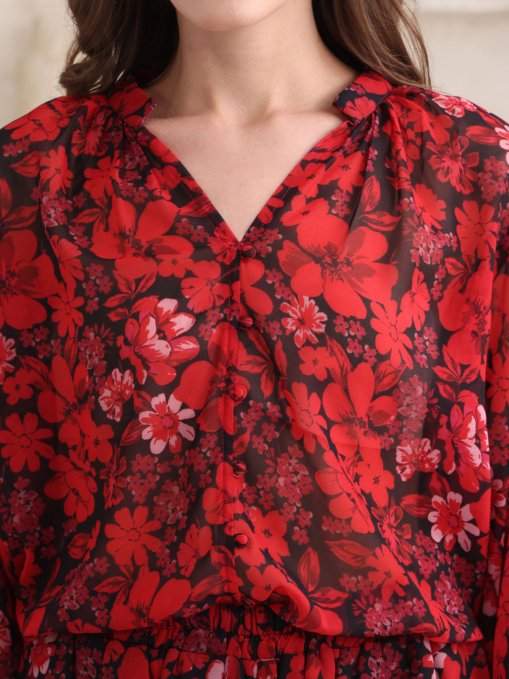 Women's Red Stylish Full Sleeve Shirt & Shorts Sets