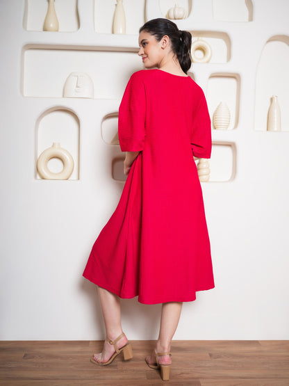 Women Textured A Line Flared Dress