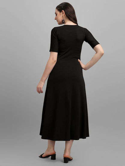 Women Peach & Black Fit & Flare dress