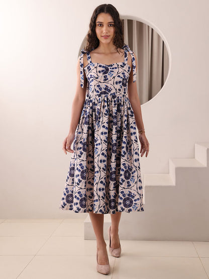 Obshivka  Printed Fit and Flare Dress