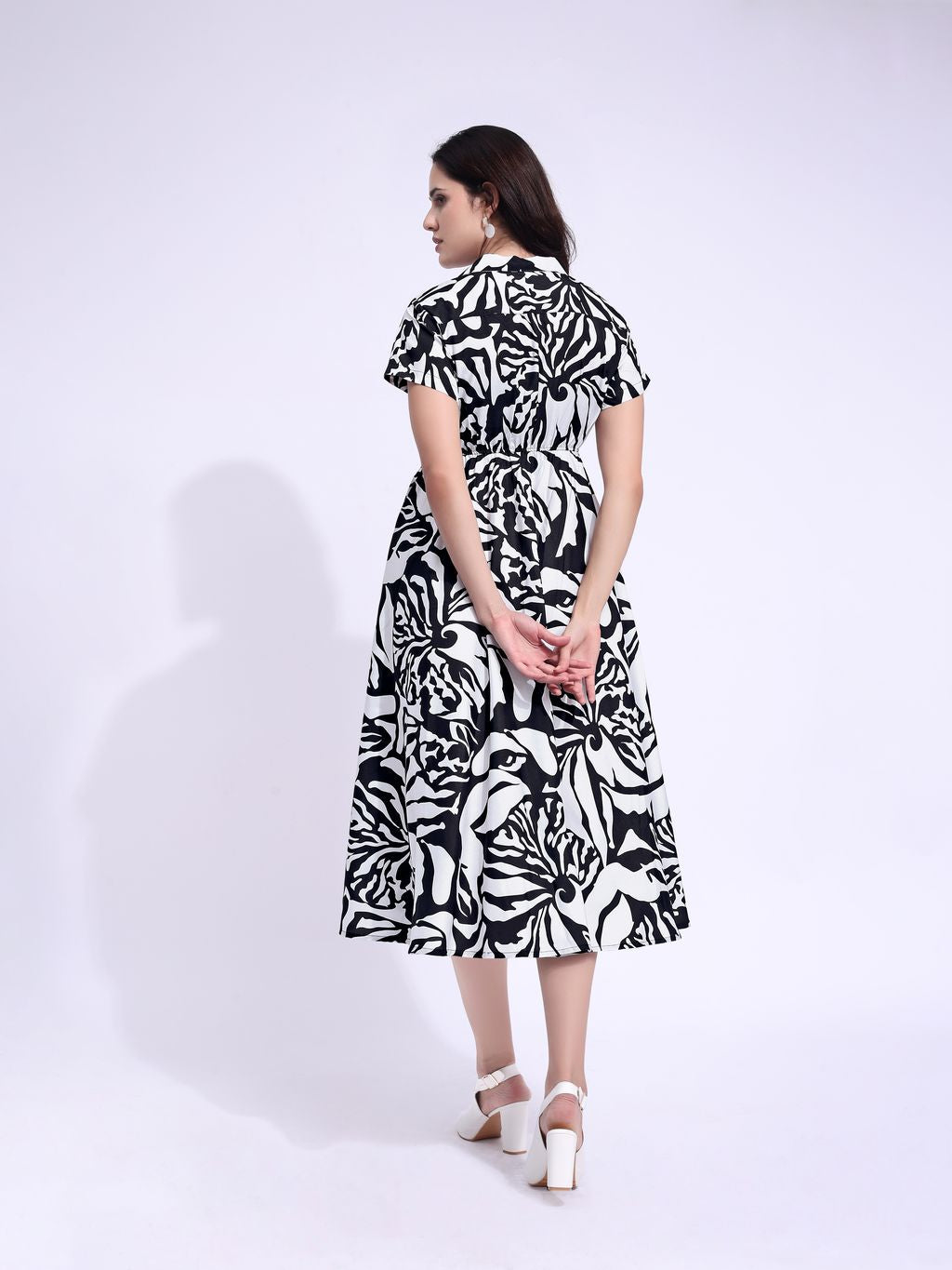 Women's Black Fit & Flared Stylish Sleeve Dress