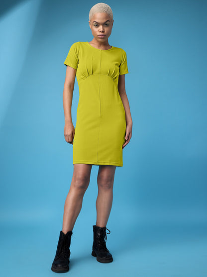 Ruched Bodycon Lemon Dress