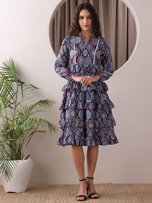 Obshivka  Printed Fit and Flare Dress