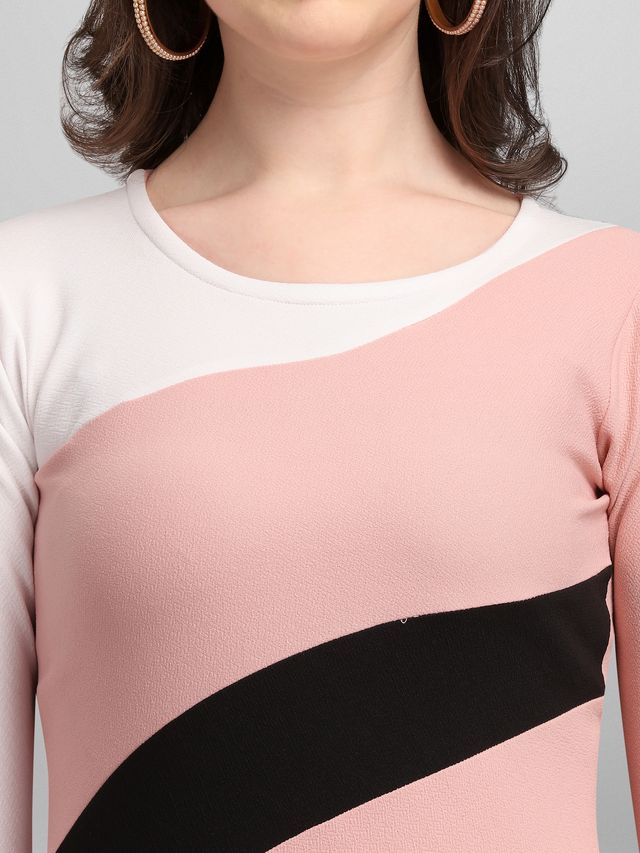 Women Peach & Black Fit & Flare dress