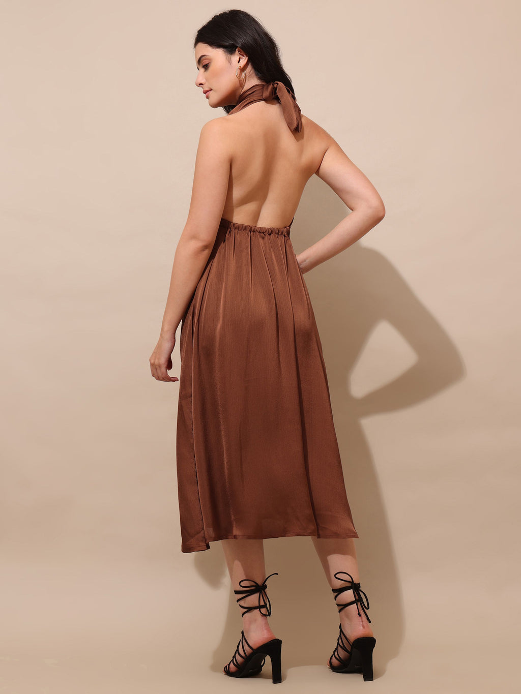 Women's Fit & Flared Brown Dress