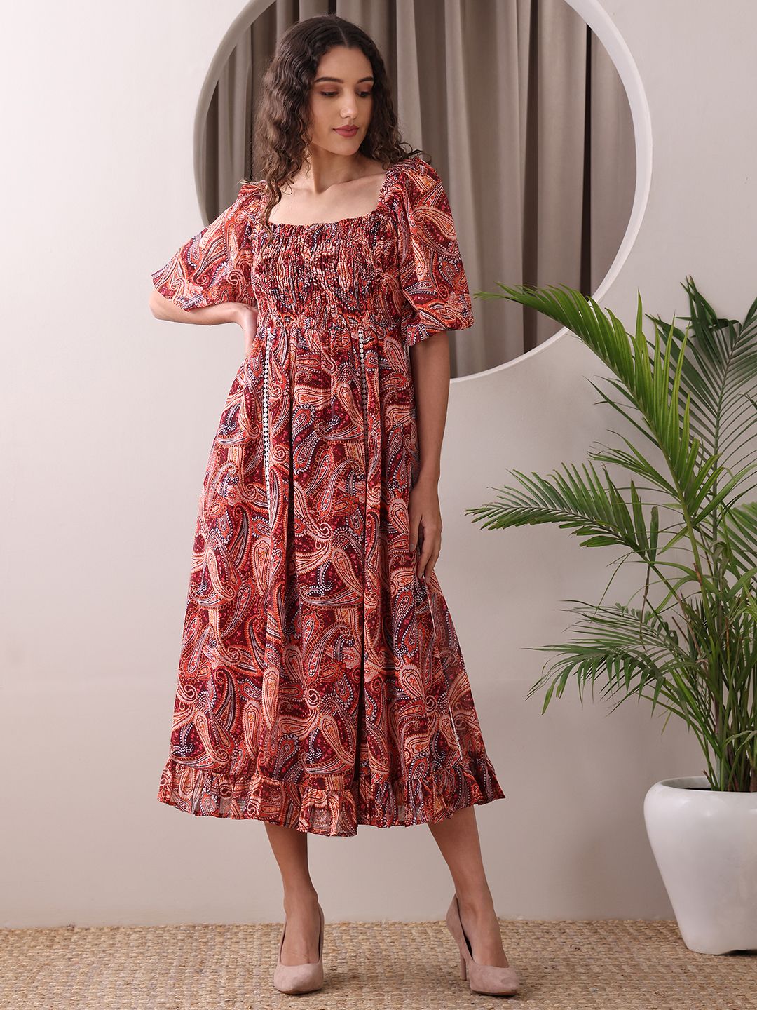 Obshivka  Printed Fit and Flare Dress