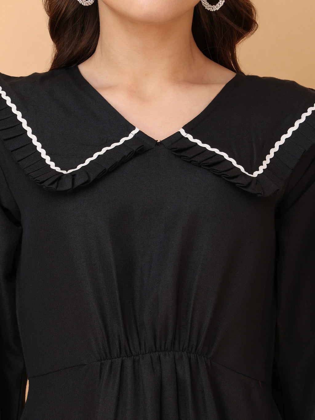 Women Multi Fit & Flare Solid Print Black Dress