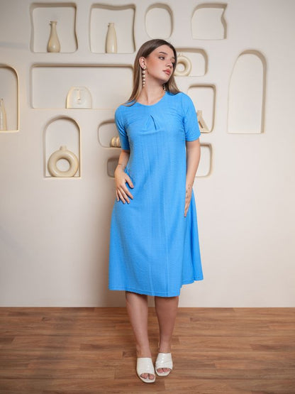 Women Textured A Line Midi Length Dress