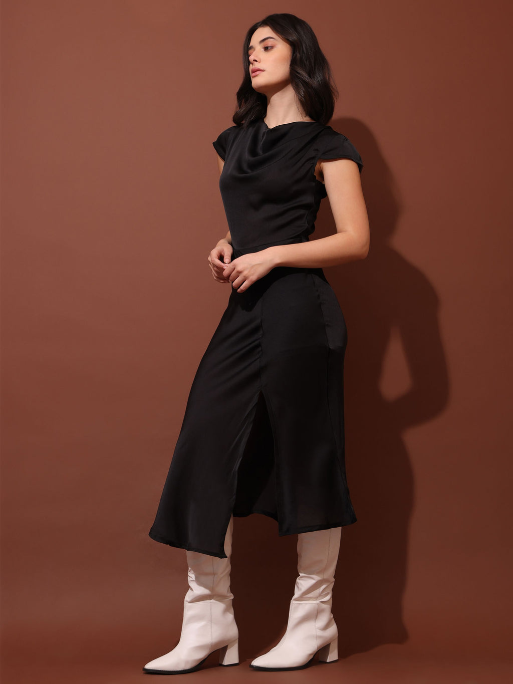 Women Fit & Flared Black Solid Dress