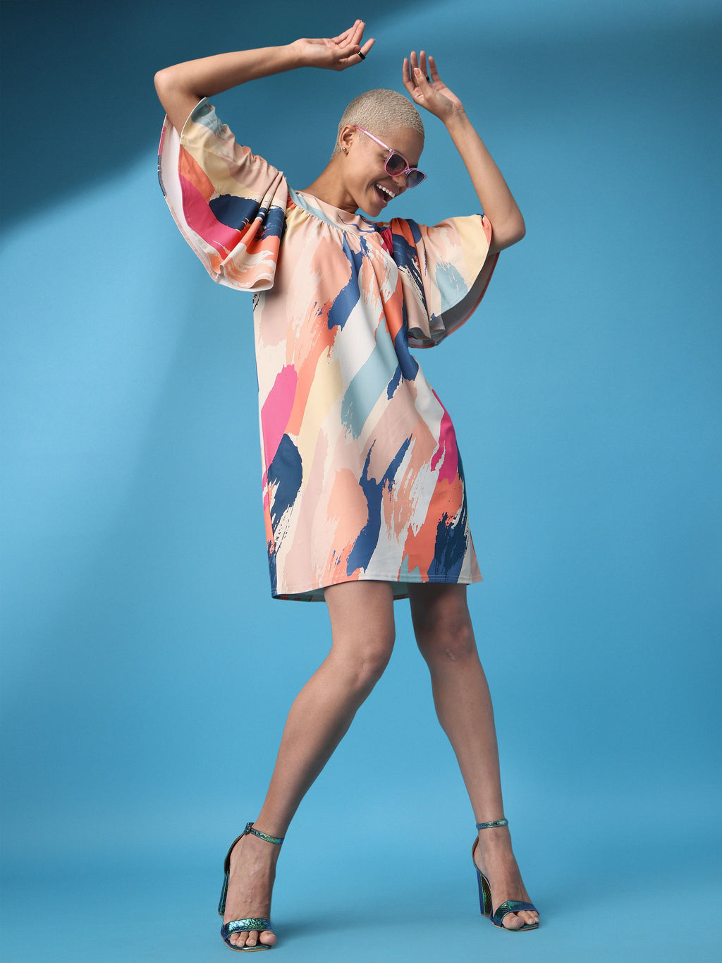 Women Peach Abstract print Dress