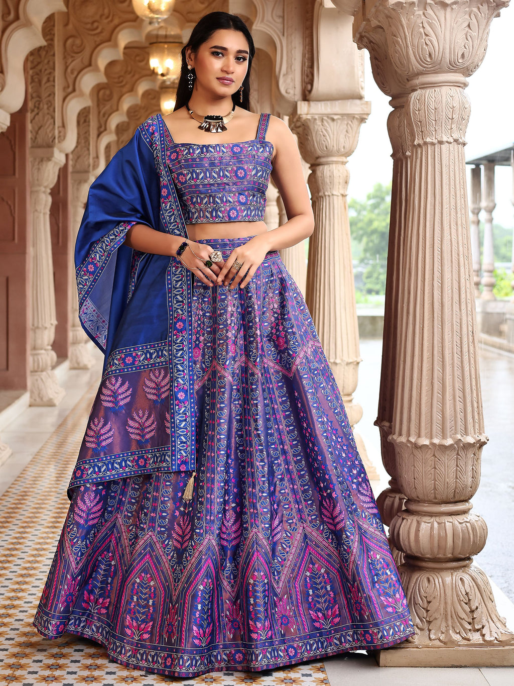 Kanjivaram Lehenga Choli Royal Woven Motifs