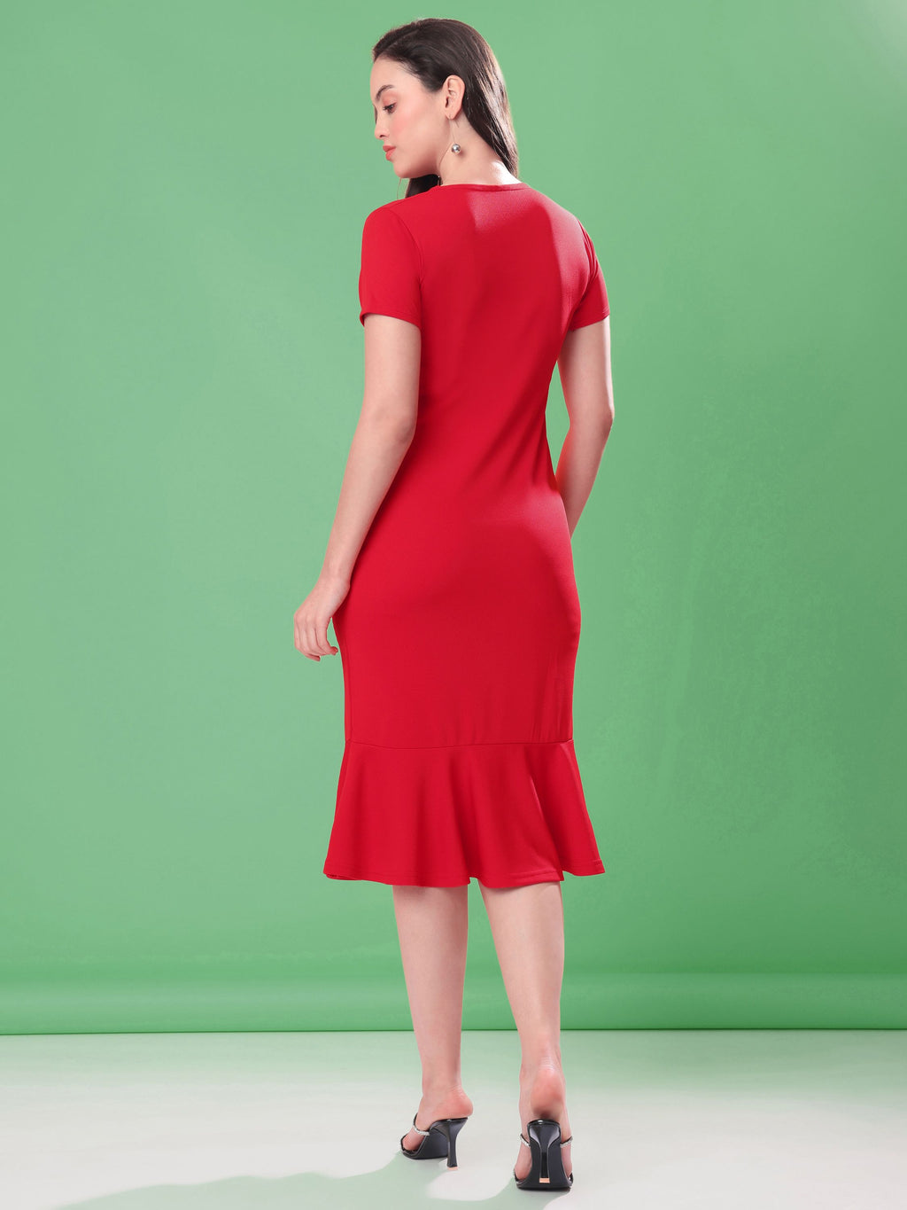 Women's Short Sleeve Bodycone Red Dress