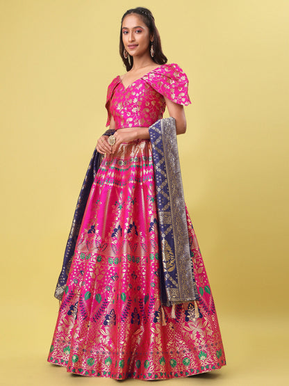 Women Pink Embellished  Lehenga