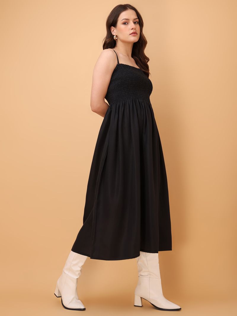 Solid Fit & Flare Maxi Dress