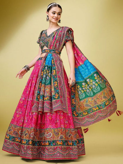 Women Multicolor Embellished  Lehenga