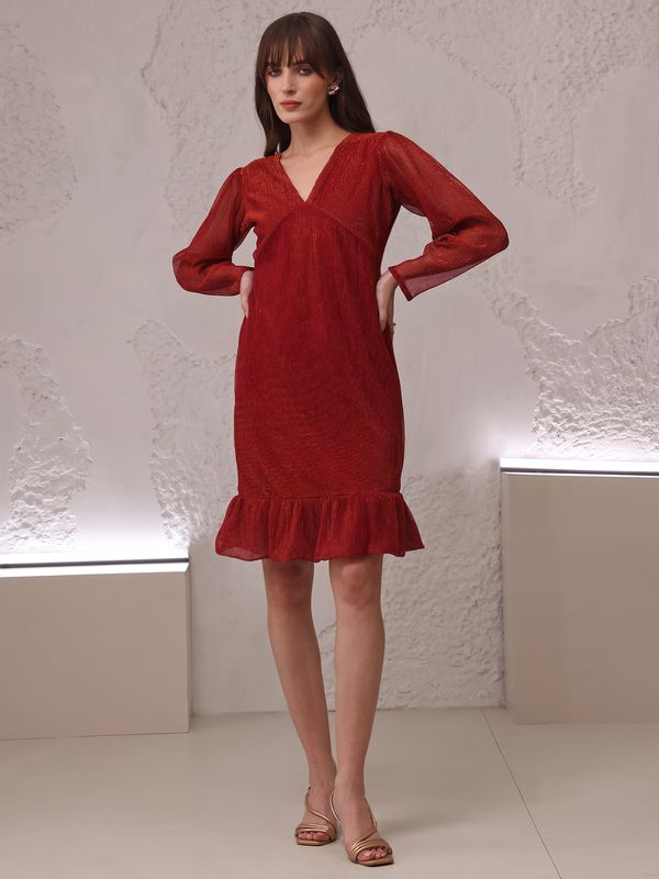 Women's Pink Fit & Flare Off Shoulder Dress