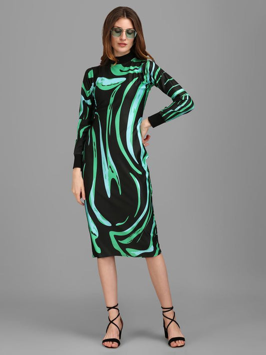 Women Green and Black Bodycon Dress