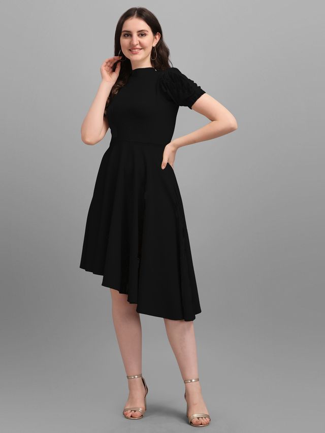 Purvaja Womens Black Fit and Flare Dress Purvaja Womens Black Fit and Flare Dress