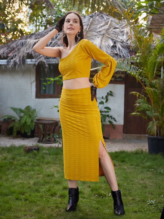 Women Yellow Bodycon Co-ords