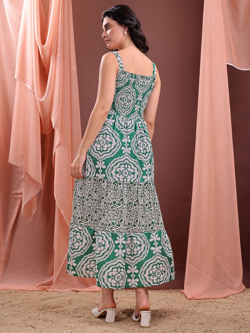 Women's Green Mini Sleeveless Square Dress