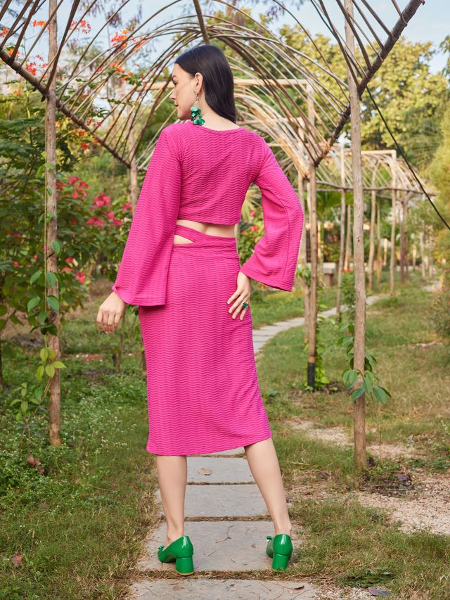 Women Pink Bodycon Co-ords