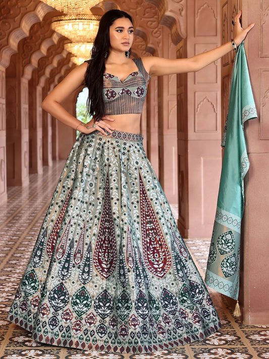 Kanjiwaram Lehenga Choli See Green Ethnic Zari Magic