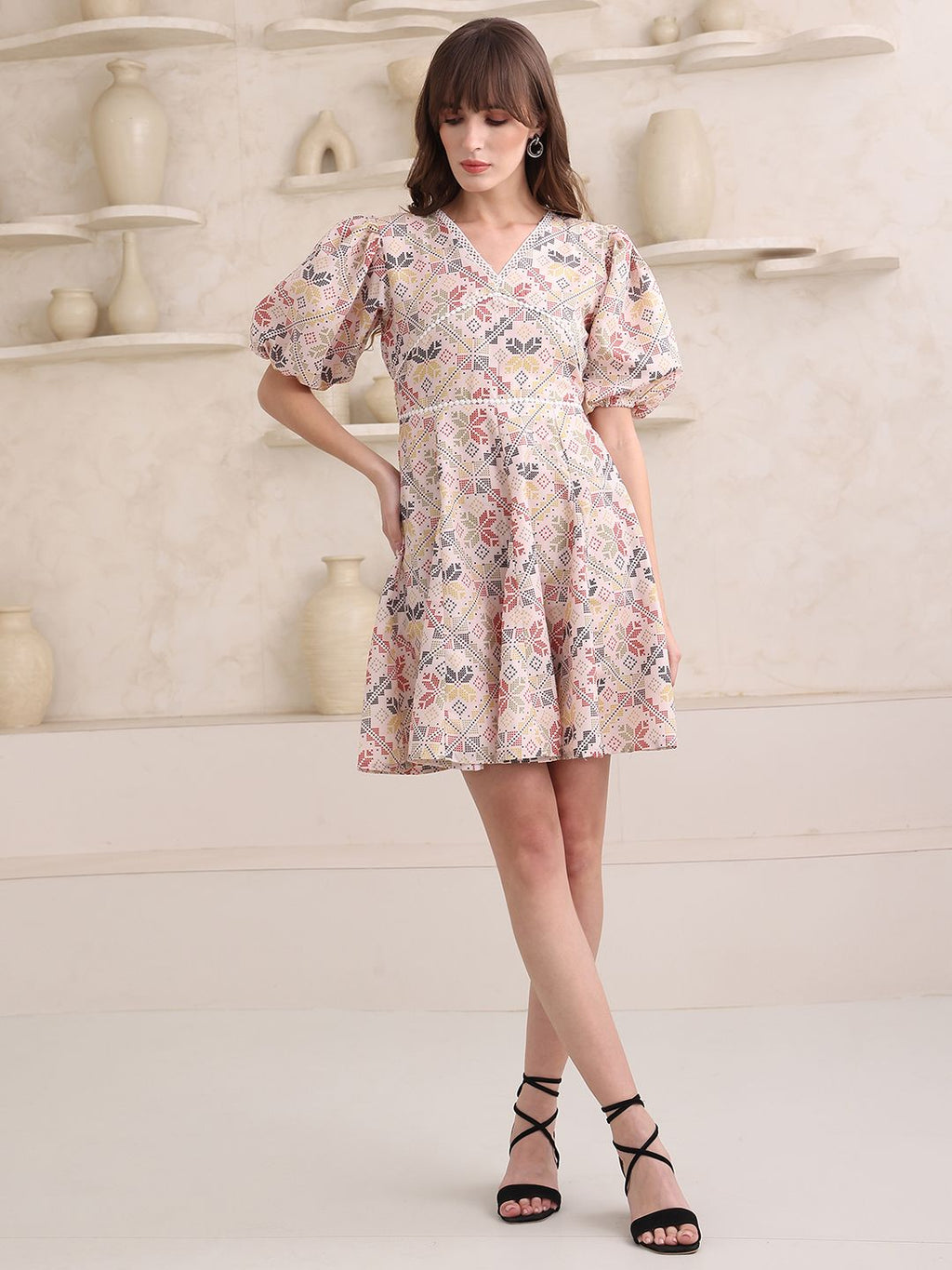 Obshivka  Printed Fit and Flare Dress